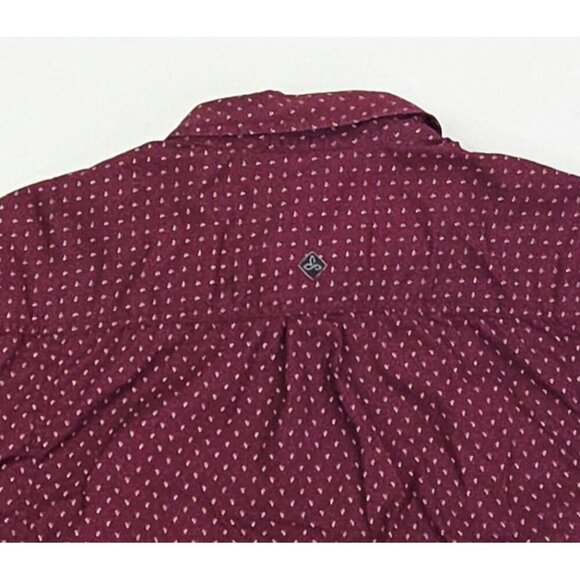 Prana Size XL Mens Burgundy Triangle Pattern Long Sleeve Neck Hem Logos Shirt - Picture 3 of 12